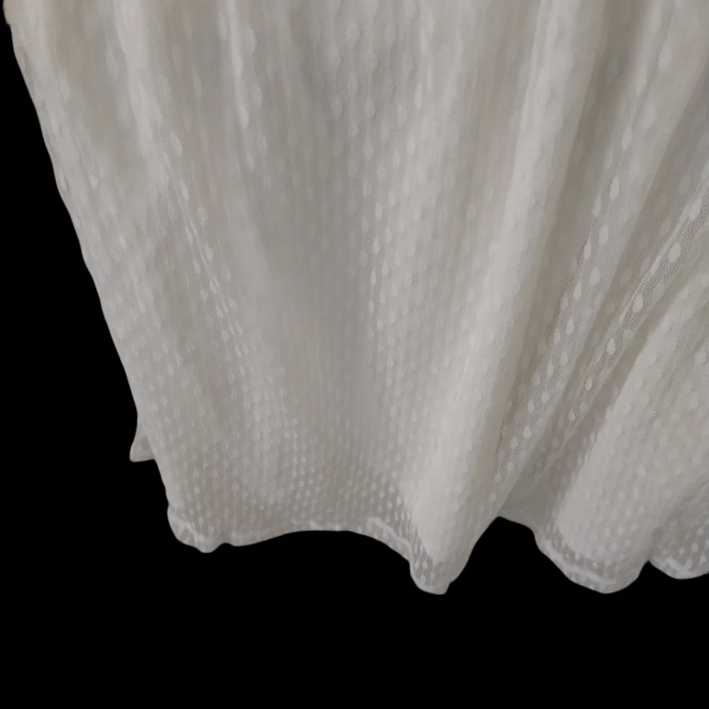 NWT Nina Leonard Dress L Sheer Mock Neck Long Sleeve Dotted‎ Overlay In Ivory - Picture 9 of 10